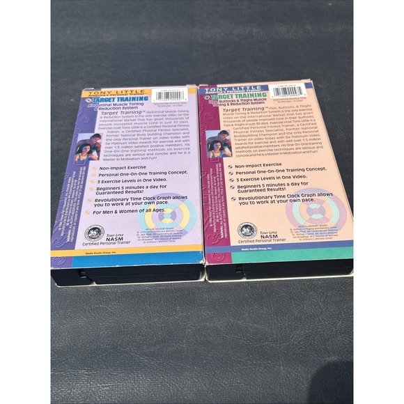 Tony Little Lot of 2 VHS Tapes Target Training Abdominal Hips Thighs 1993 - Picture 2 of 2